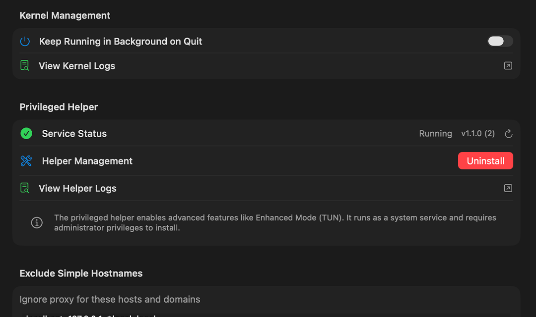 Helper Settings Panel