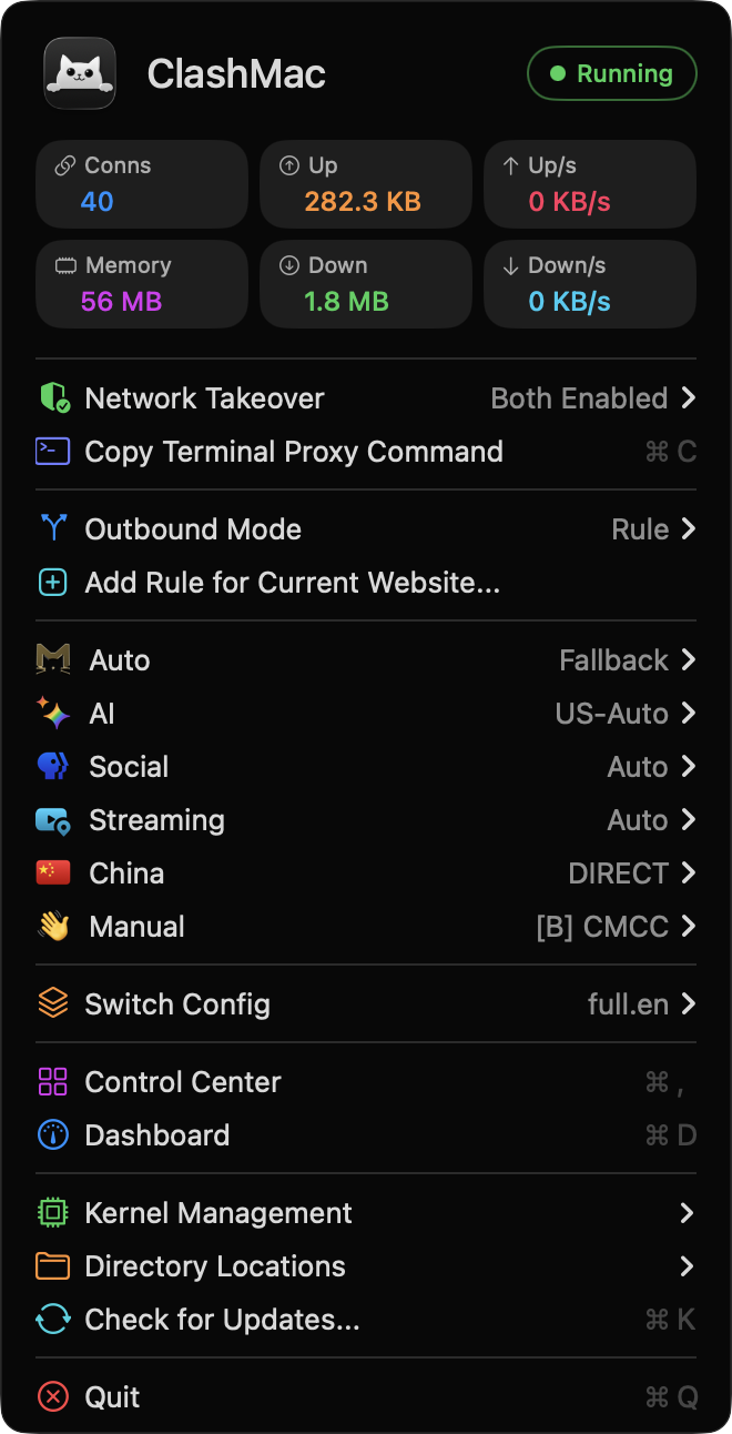 ClashMac Menu Bar